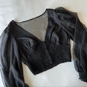Semi Sheer Peasant Top